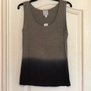 Gray and navy tie-dye “dipped” tank top.